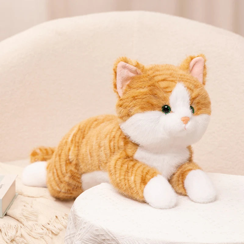 Lifelike Lying 3 color Cat Plush Toy Soft Stuffed Animal Cute Plushie Doll Lie Prone Funny Long Arm Kitten Pillow for Girl Gifts