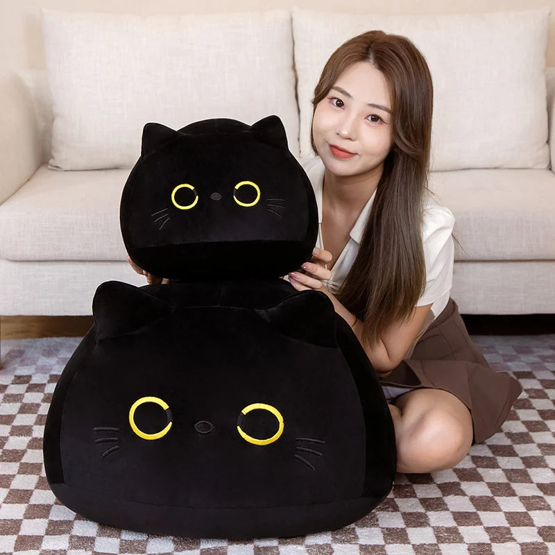Cartoon Black Cat Plush Toy Animal Girl Dormitory Sleeping Plush Toy Pillow Office Home Sofa Cushion