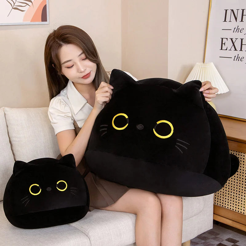 Cartoon Black Cat Plush Toy Animal Girl Dormitory Sleeping Plush Toy Pillow Office Home Sofa Cushion