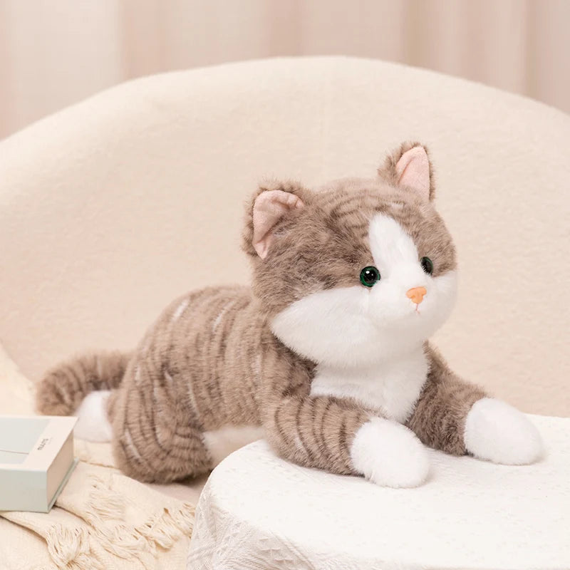 Lifelike Lying 3 color Cat Plush Toy Soft Stuffed Animal Cute Plushie Doll Lie Prone Funny Long Arm Kitten Pillow for Girl Gifts