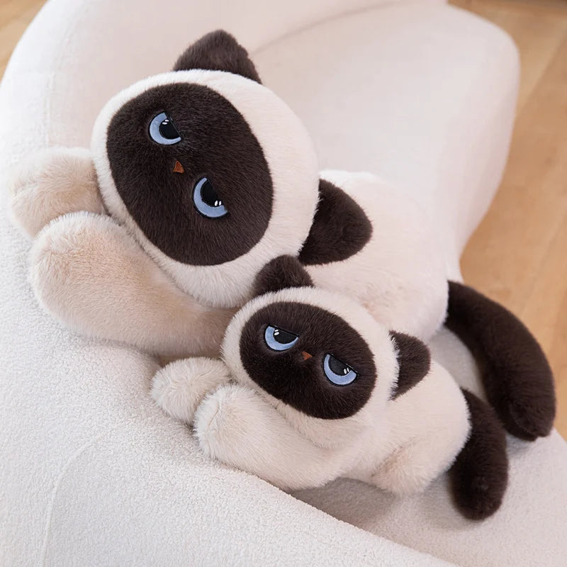Long Siamese Cat Plush Pillow Soft Stuffed Animal Doll Lying Siamese Cat Cushion For Sofa Room Decoration Gift