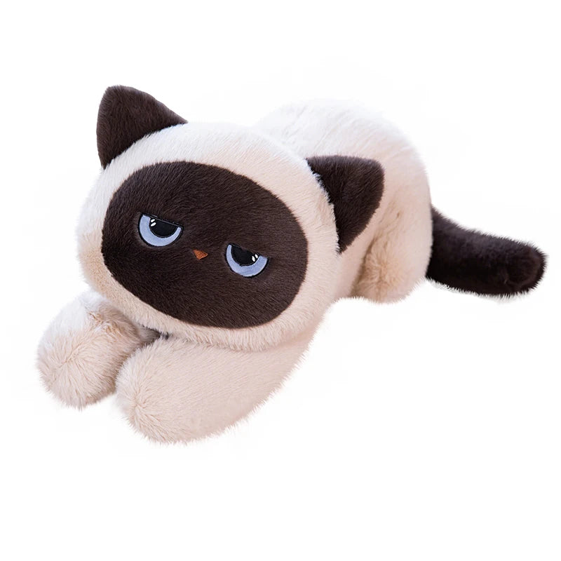 Long Siamese Cat Plush Pillow Soft Stuffed Animal Doll Lying Siamese Cat Cushion For Sofa Room Decoration Gift